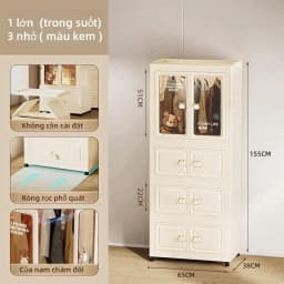 Thumbnail Derorice Tủ nhựa đựng đồ Chất liệu PP, Tủ đựng đồ dùng cho bé lượng lớn trên bánh xe，hộp đựng đồ chơi và sách，Không cần 1