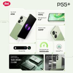 Thumbnail Điện Thoại Thông Minh Itel P55+ 16GB(8+8)/256GB | Hỗ Trợ NFC  | 5000 mAH | Sạc Nhanh 45W | HD+ 90Hz 1