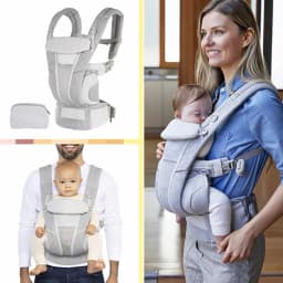 Thumbnail Địu em bé Kidsworld Omni Breeze/KNM/360 Cool Air Mesh trợ lực 4 tư thế vải thoáng khí có đỡ cổ mũ trùm cho bé sơ sinh 1