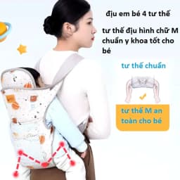 Thumbnail Địu Em Bé Sơ Sinh Có Đỡ Cổ Đa Năng Gọn Nhẹ Hàng Chất Lượng Cao, Đai Địu Em Bé Đi Xe Máy 4