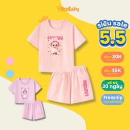 Thumbnail Đồ bộ bé gái Rabity ngắn tay cotton in hình labubu Baby Three 960.017 1