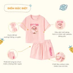 Thumbnail Đồ bộ bé gái Rabity ngắn tay cotton in hình labubu Baby Three 960.017 4