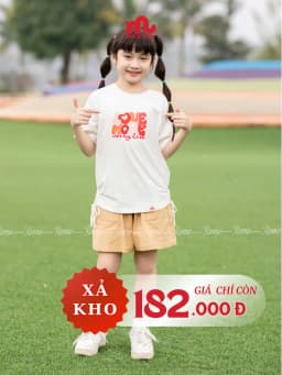 Thumbnail Đồ bộ bé gái RIOMIO size 27-50kg, áo phông in chữ Love More phối quần kaki RBG790 1
