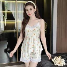 Thumbnail Đồ Bộ Mặc Nhà Hai Dây Quần Đùi Lụa Satin in 3D Hisexy MS73 4