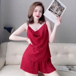 Thumbnail Đồ Bộ Mặc Nhà Hai Dây Quần Đùi Lụa Satin Hisexy MS12 1