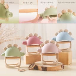 Thumbnail Đồ Chơi Cho Bé BPA FREE Thực Phẩm Silicone Miếng Dán Găng Tay Chống Ăn Cầm Khủng Long Xe Lửa Đồ Chơi 3