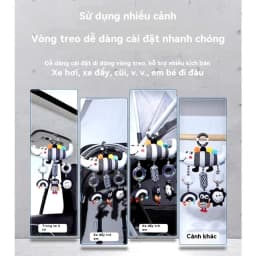 Thumbnail Đồ Chơi Treo Nôi Cho Bé, Đồ Chơi Lắc Nhạc Vải Nhồi Hình Thú Đen Trắng (Cá Sấu, Sâu) 1
