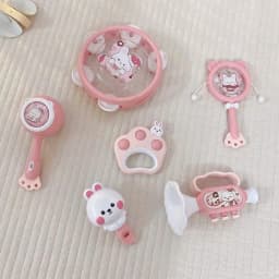 Thumbnail Đồ Chơi Xúc Xắc Âm Thanh Cho Bé 6 chi tiết Hình Gấu,Thỏ KidAndMom Nhựa nguyên sinh an toàn cho bé 1