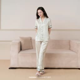 Thumbnail Đồ mặc nhà lụa cổ điển Mialala DMN04015469 tay ngắn quần dài thanh lịch họa tiết con thỏ 1