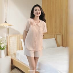 Thumbnail Đồ mặc nhà vải thô Mialala chất liệu vải thô thiết kế áo có túi trang trí nơ nhỏ tinh tế DMN02025448 1