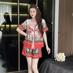 Thumbnail Đồ ngủ nữ pijama mặc nhà set bộ đồ ngủ pyjama Hisexy Lụa Latin cộc tay quần đùi P10 2