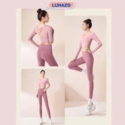 Thumbnail Đồ tập gym nữ LUHAZO erobic yoga vải co giãn thấm hút mồ hôi tốt dài tay basic dễ mặc năng động 1304 T2T2 Pickleball 1