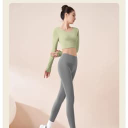 Thumbnail Đồ tập gym nữ LUHAZO erobic yoga vải co giãn thấm hút mồ hôi tốt dài tay basic dễ mặc năng động 1304 T2T2 Pickleball 2