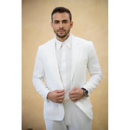 Thumbnail DODEP Áo sơmi nam 100% linen premium cổ button-downed tay dài màu xám, trắng 4