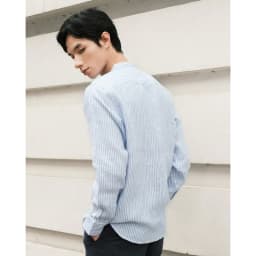 Thumbnail DODEP Áo sơmi nam cổ trụ 100% linen cao cấp tay dài 4