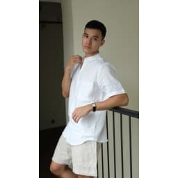 Thumbnail DODEP Áo sơmi nam cổ trụ 100% linen premium tay ngắn 2