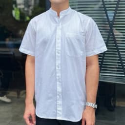 Thumbnail DODEP Áo sơmi nam tay ngắn cổ trụ màu trắng 2