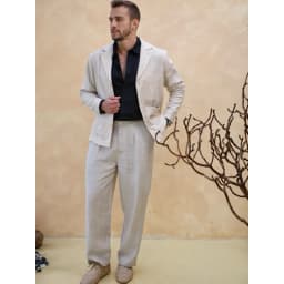 Thumbnail DODEP Quần dài nam 100% linen premium xếp ly màu muối tiêu, xanh cổ vịt 2