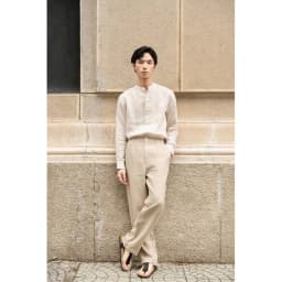 Thumbnail DODEP Quần dài nam 100% linen premium xếp ly màu be, navy đậm 2