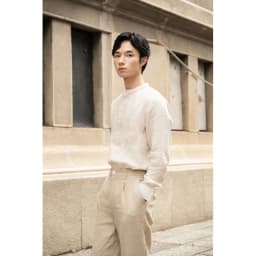 Thumbnail DODEP Quần dài nam 100% linen premium xếp ly màu be, navy đậm 3