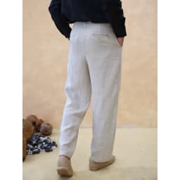 Thumbnail DODEP Quần dài nam 100% linen premium xếp ly màu muối tiêu, xanh cổ vịt 4