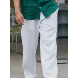 Thumbnail DODEP Quần dài nam ống suông 100% linen premium màu trắng, đen 2