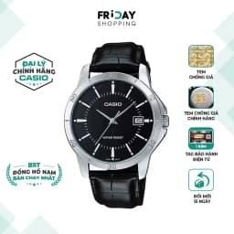 Thumbnail Đồng Hồ Casio Nam MTP-V004L-1AUDF Mặt Tròn Màu Đen Dây Da Chính Hãng 1