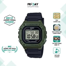 Thumbnail Đồng Hồ Casio Nam Điện Tử W-218H-3AVDF Mặt Vuông Dây Cao Su Chính Hãng 1