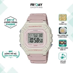 Thumbnail Đồng Hồ Casio Nữ Điện Tử W-218HC-4A2VDF Mặt Vuông Dây Cao Su Chính Hãng 1