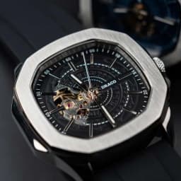 Thumbnail Đồng hồ nam Draco D23-DS68 “DongSon” Automatic trắng đen dây cao su non cao cấp màu đen 2