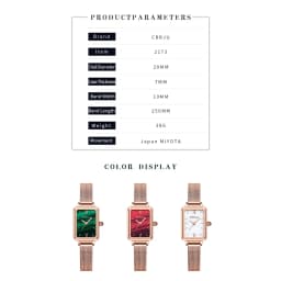 Thumbnail Đồng hồ quartz CRRJU 2173 X mặt vuông thời trang bằng thép không gỉ chịu nước 4