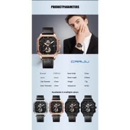 Thumbnail Đồng hồ thạch anh CRRJU 2302 X thiết kế thời trang cổ điển mặt vuông chống nước đa năng 4