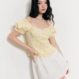 Thumbnail DOTTIE - Áo diễu ly tay phồng - Vàng - T1076 3