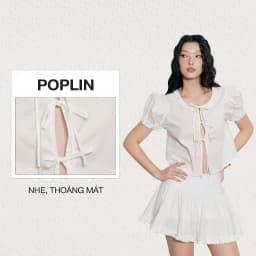 Thumbnail DOTTIE - Áo kiểu tay phồng đính nơ - Trắng - T1058 1