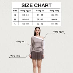 Thumbnail DOTTIE - Áo lệch vai phối bản đô - Xám - T1069 2