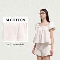 Thumbnail DOTTIE - Áo tay phồng phối đăng ten - Trắng - T1070 1