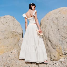 Thumbnail DOTTIE - Chân váy maxi phối ren - Trắng - S0208 3