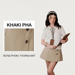 Thumbnail DOTTIE - Chân váy mini dáng A - Beige - S0278 1