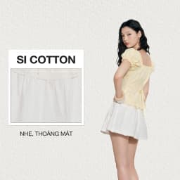 Thumbnail DOTTIE - Chân váy ngắn phối vải - Trắng - S0277 1