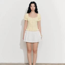 Thumbnail DOTTIE - Chân váy ngắn phối vải - Trắng - S0277 4