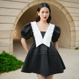 Thumbnail DOTTIE - Đầm tay phồng phối lá cổ - D0571 4