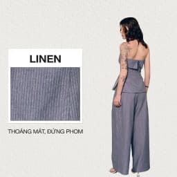 Thumbnail DOTTIE - Quần ống rộng kẻ sọc - Xanh lam - Q0389 1