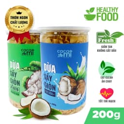 Thumbnail Dừa sấy giòn cao cấp CACAOMI ăn vặt healthy, Eat Clean, đặc sản Việt Nam làm quà biếu tặng 200g 1
