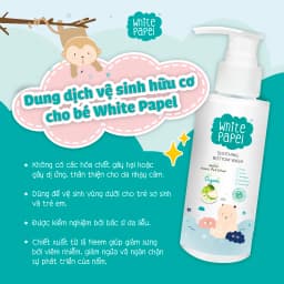 Thumbnail Dung dịch vệ sinh hữu cơ tự nhiên Organic làm sạch nhẹ dịu cho bé White Papel 120ml 2