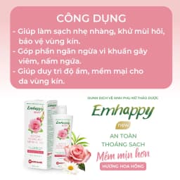 Thumbnail Dung dịch vệ sinh phụ nữ Emhappy Silky Nam Dược hương hoa hồng chai 120ml 3