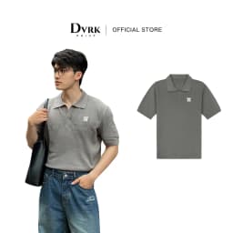 Thumbnail DVRK - Áo Polo Dệt Kim Unisex Phối Họa Tiết Pointelle Màu Xám -DVRK-24SS 1