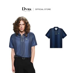 Thumbnail DVRK - Áo Polo Jersey Sọc Cổ Khóa Kéo Màu Xanh Midnight Blue-DVRK-25S 1
