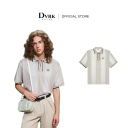 Thumbnail DVRK - Áo Polo Jersey Sọc Cổ Khóa Kéo Màu Xám-DVRK-25S 1