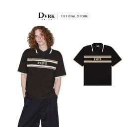 Thumbnail DVRK - Áo Polo Tay Ngắn Họa Tiết Sọc Ngang Màu Đen -DVRK-24W 1