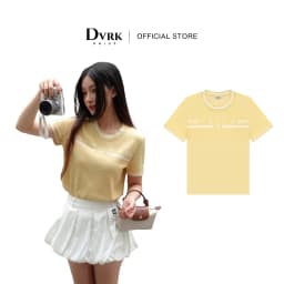 Thumbnail DVRK - Áo Thun Nữ Tay Ngắn Cổ Tròn Dệt Kim Màu Vàng PRIVÉ BAR LOGO-DVRK-24F 1